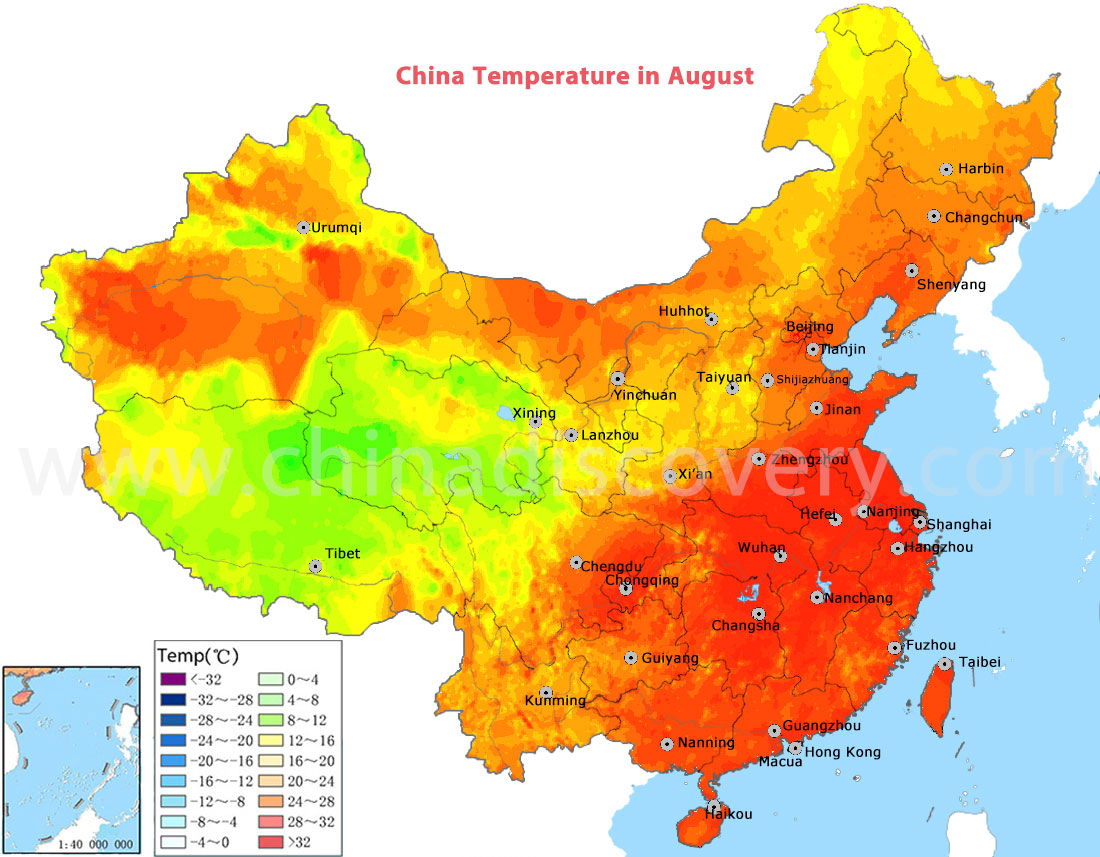 China Temperature in August