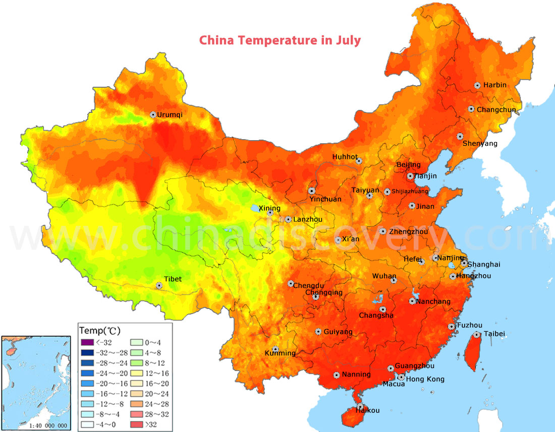 China Temperature in July
