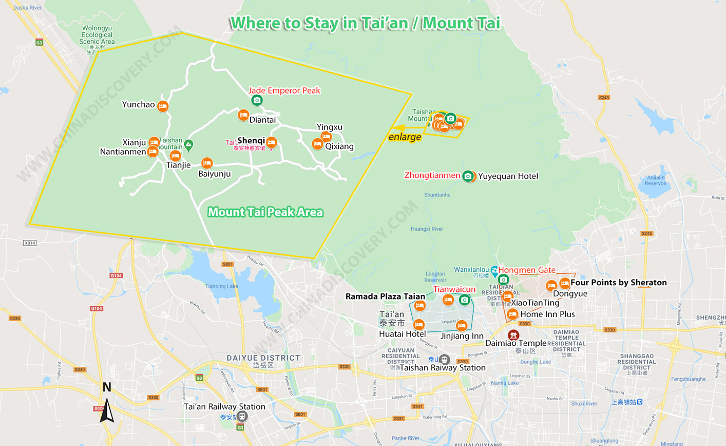 Mount Tai Accommodation Map