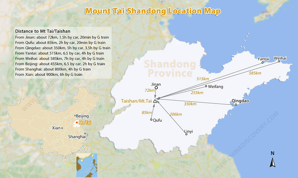 Mount Tai Location Map