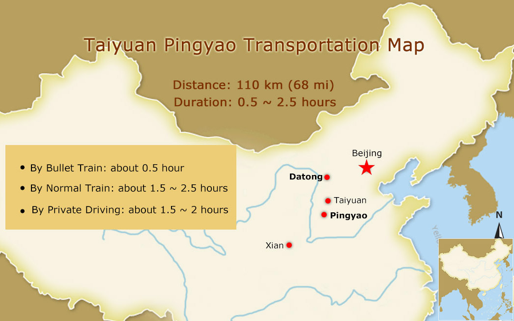 Pingyao to Taiyuan Transfer Map