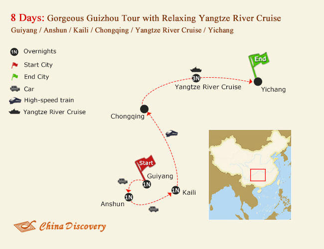 8 Days Gorgeous Guizhou Tour with Relaxing Yangtze River Cruise
