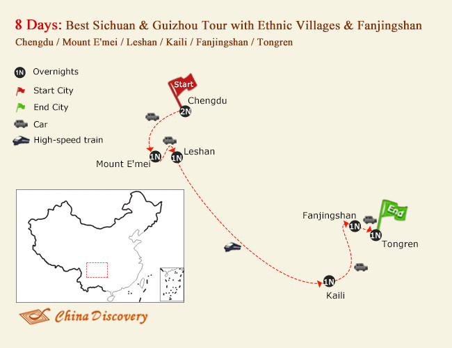 8 Days Best Sichuan & Guizhou Tour with Ethnic Villages & Fanjingshan
