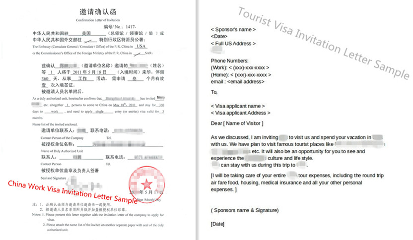 china tourist visa cover letter