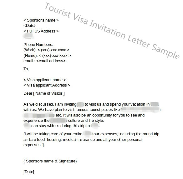 China Tourist Visa Application Invitation Letter
