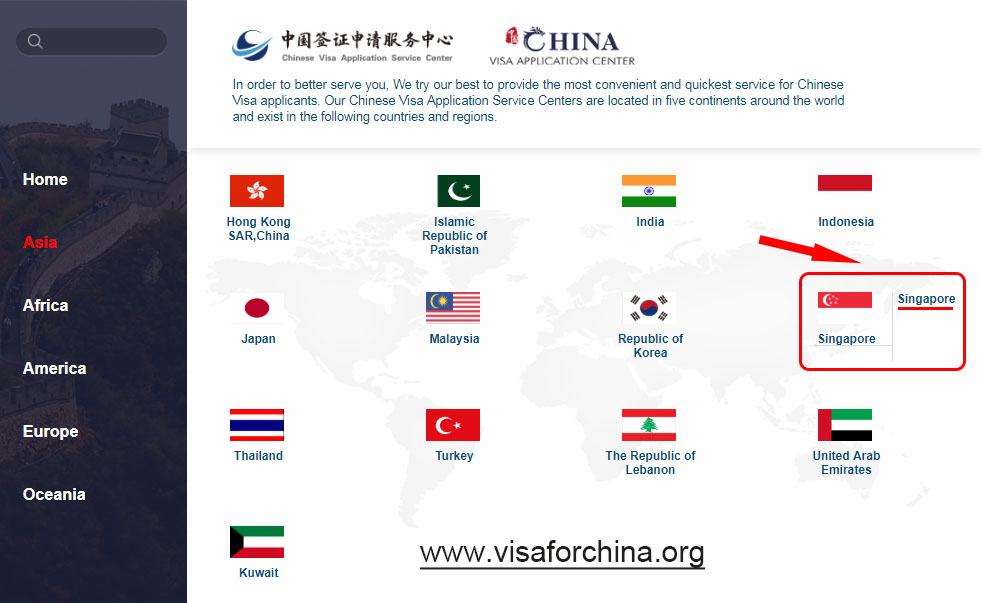 Apply China Visa in Singapore