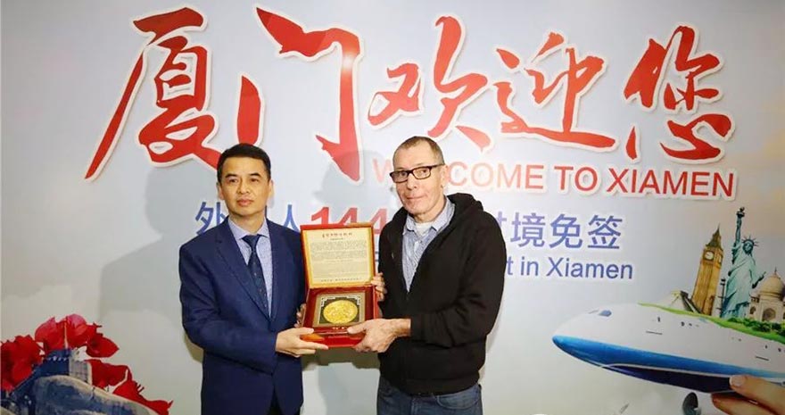American tourist Stefan was the first to use 144-Hour Visa-Free Transit in Xiamen Xiamen 144 Hour Visa Free Transit