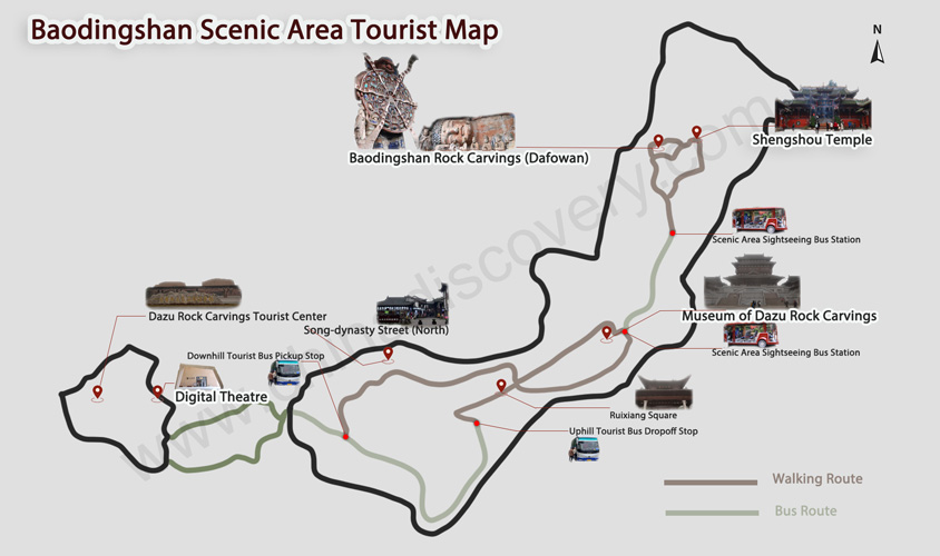 Dazu Rock Carvings Map