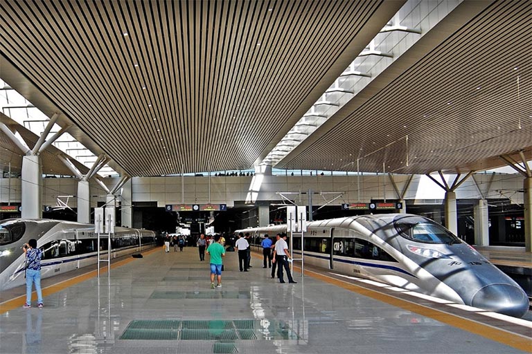 High Speed Bullet Train at Zhengzhou East Railway Station Zhengzhou to Shaolin Temple