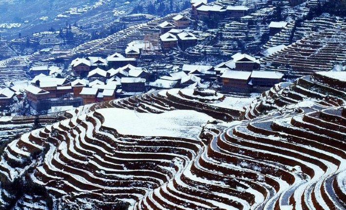 Longji Rice Terrace in Winter