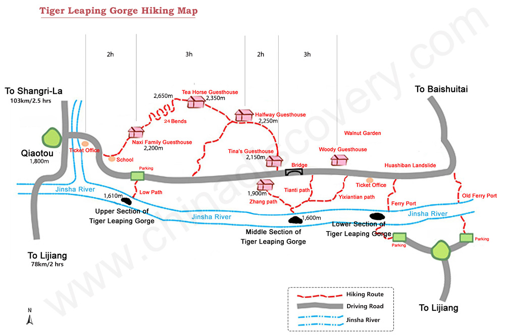 MTiger Leaping Gorge Hiking Map