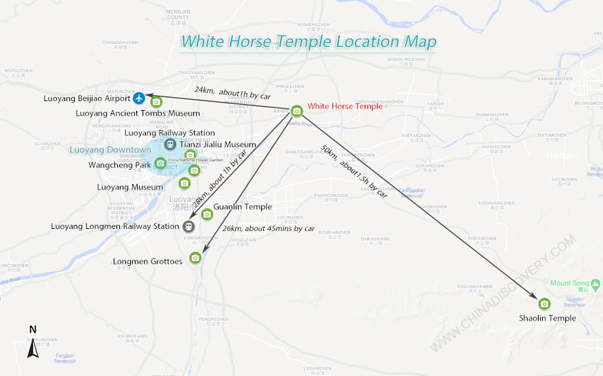 White Horse Temple Location Map