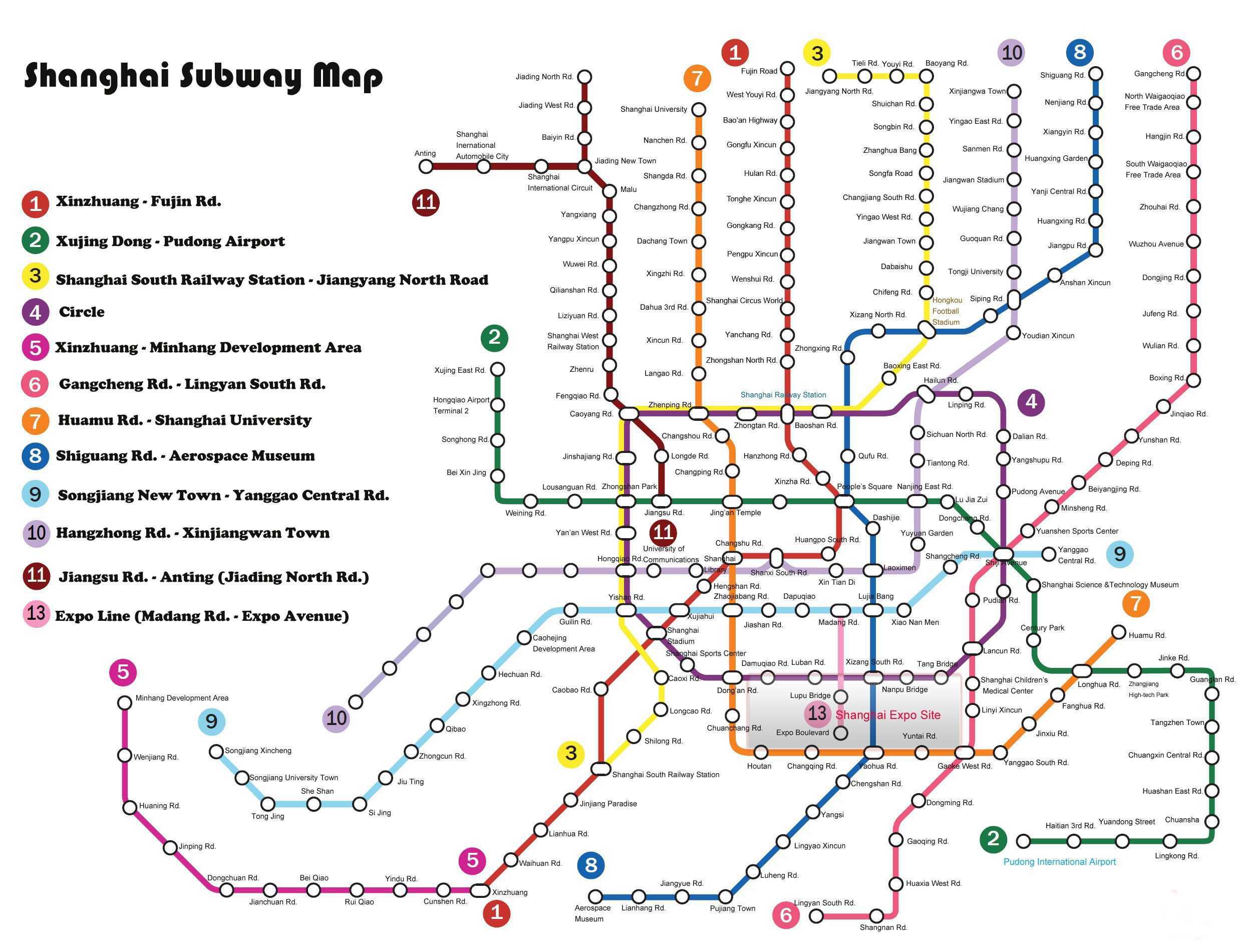 Shanghai Subway Map Tourist Attractions