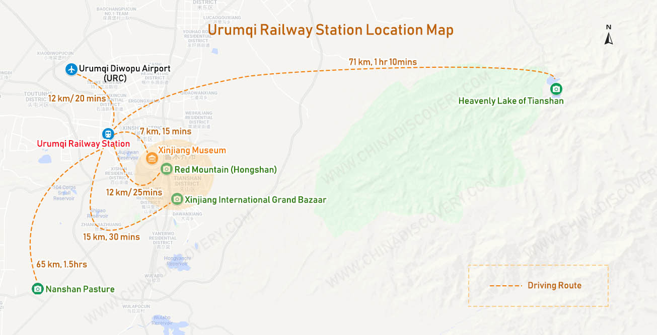 Urumqi Railway Station Location Map