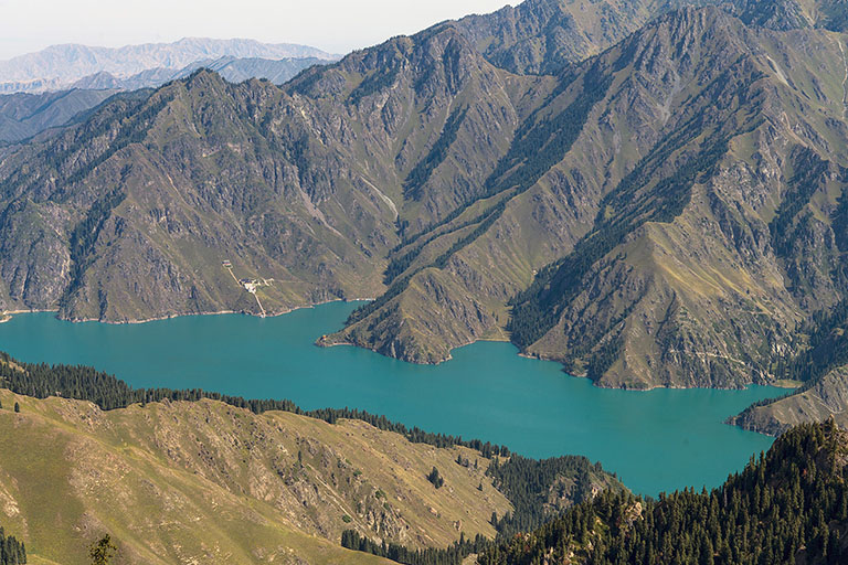 Aerial View of Tianchi Lake Tianchi Lake of Tianshan Mountains