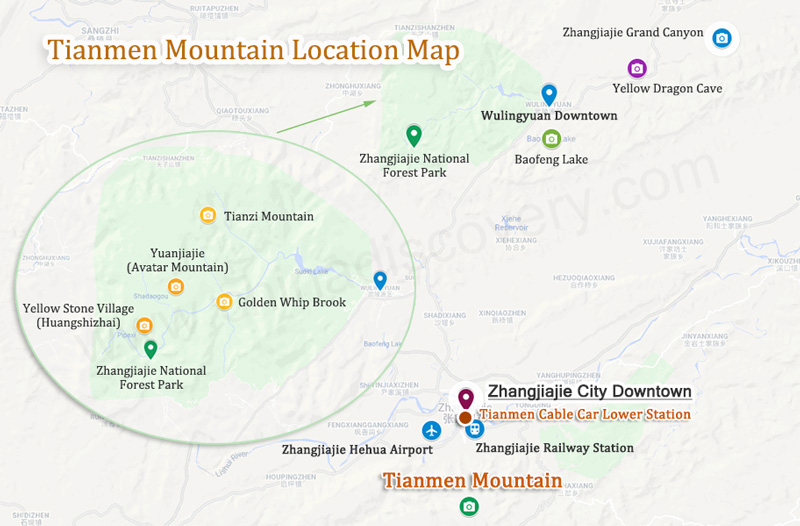 Tianmen Mountain Location Map