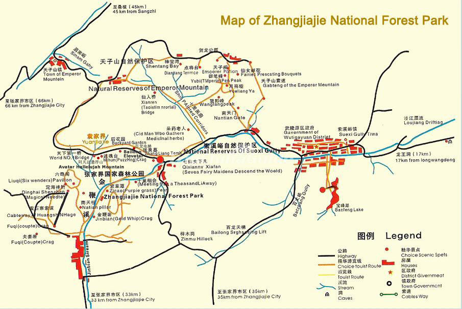 zhangjiajie tour map