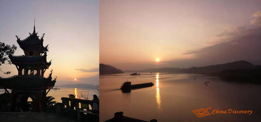 Sunset at Shibaozhai Pagoda Four Days Yangtze River Cruise