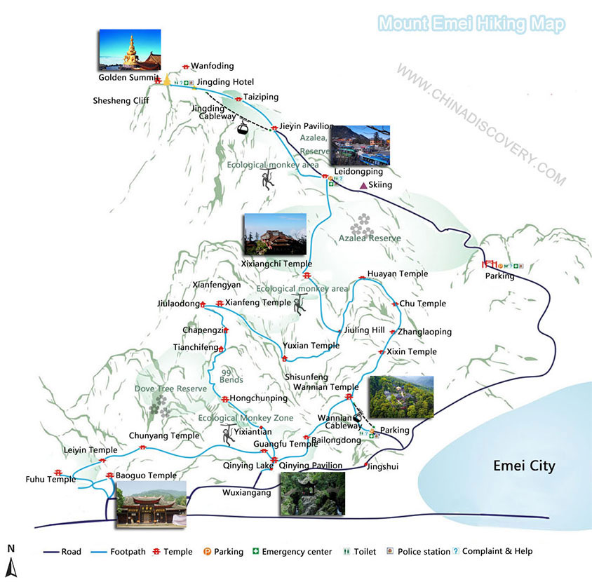 The map of Mount Emei Mount Emei Tour