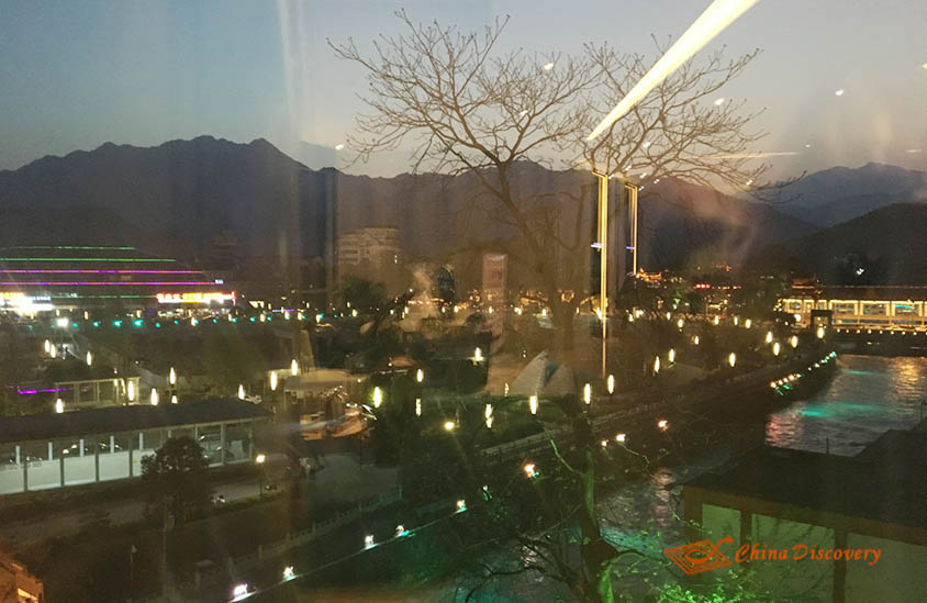 Night Views of Ancient Streets from Holiday Inn Hotel Dujiangyan Panda Tour