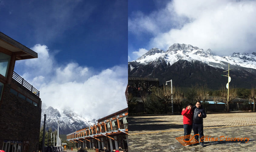 My friend and I under the Jade Dragon Snow Mountain Yunnan Tour