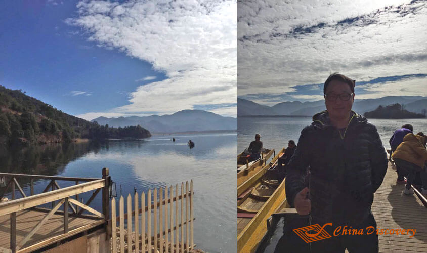 Johnson is on the port of Lugu Lake Yunnan Tour