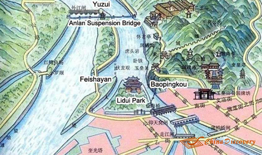 Map of Dujiangyan Irrigation System Scenic Area Dujiangyan Tour