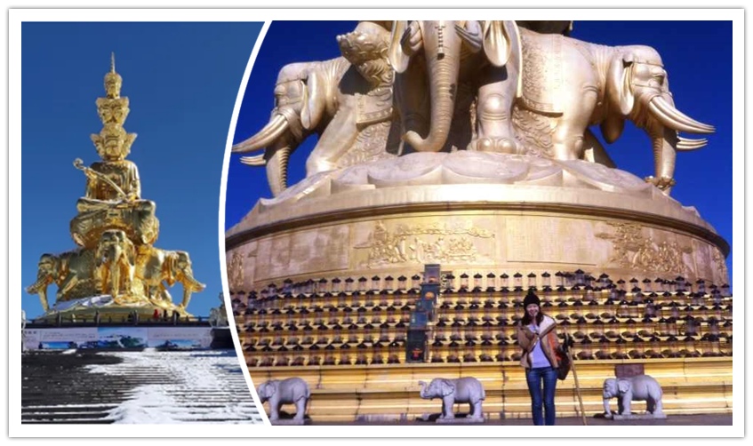 Samantabhadra (Puxian Buddha) golden statue Rita's 2 Days Mount Emei Winter Tour from Chengdu