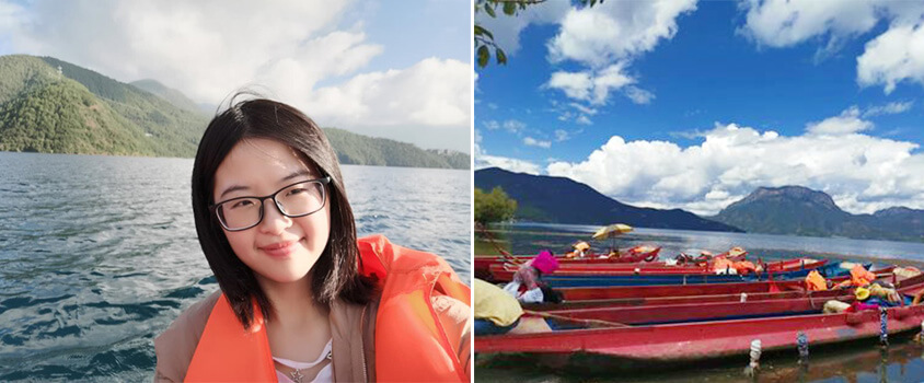 Take a Canoe to Enjoy Beautiful Lugu Lake Scenery Take a Canoe to Enjoy Beautiful Lugu Lake Scenery
