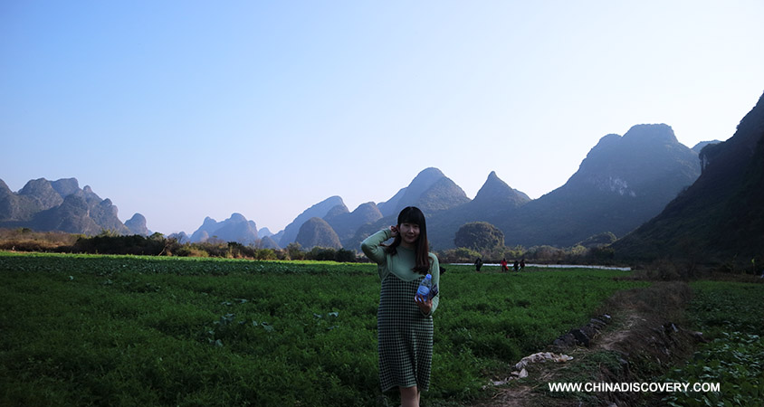 My Photo with Beautiful Karst Landscape Behind Guilin Trip Blog