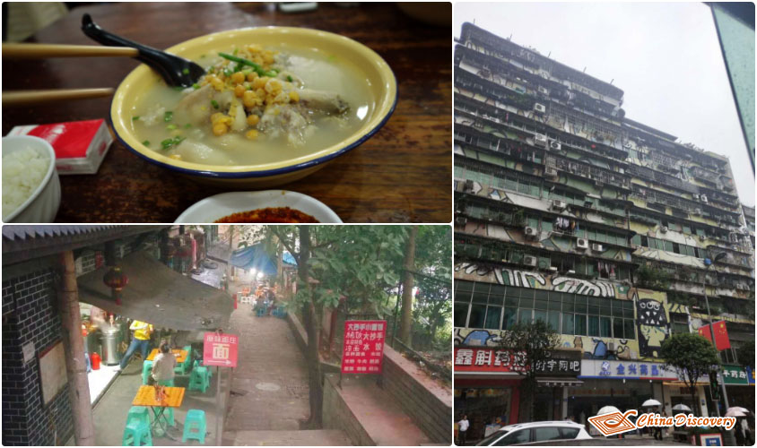 Having Pig-knuckle Soup at Huangjueping Street Wing Chongqing Tour