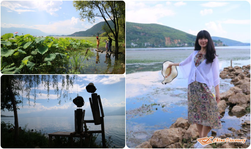 Standing by Erhai Lake Wing Yunnan Tour