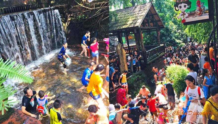 Water Playing in Huanglongxi Ancient Town Huanglongxi Tour
