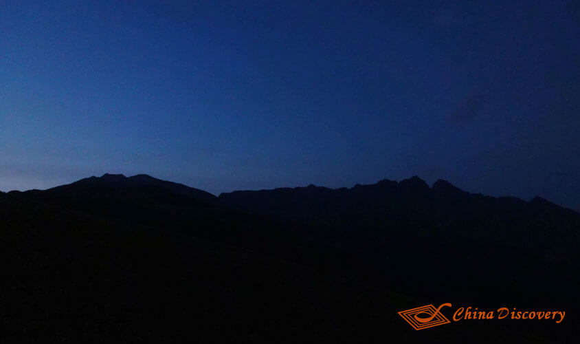 Raining outside in the Evening Jiuding Mountain Hiking Tour