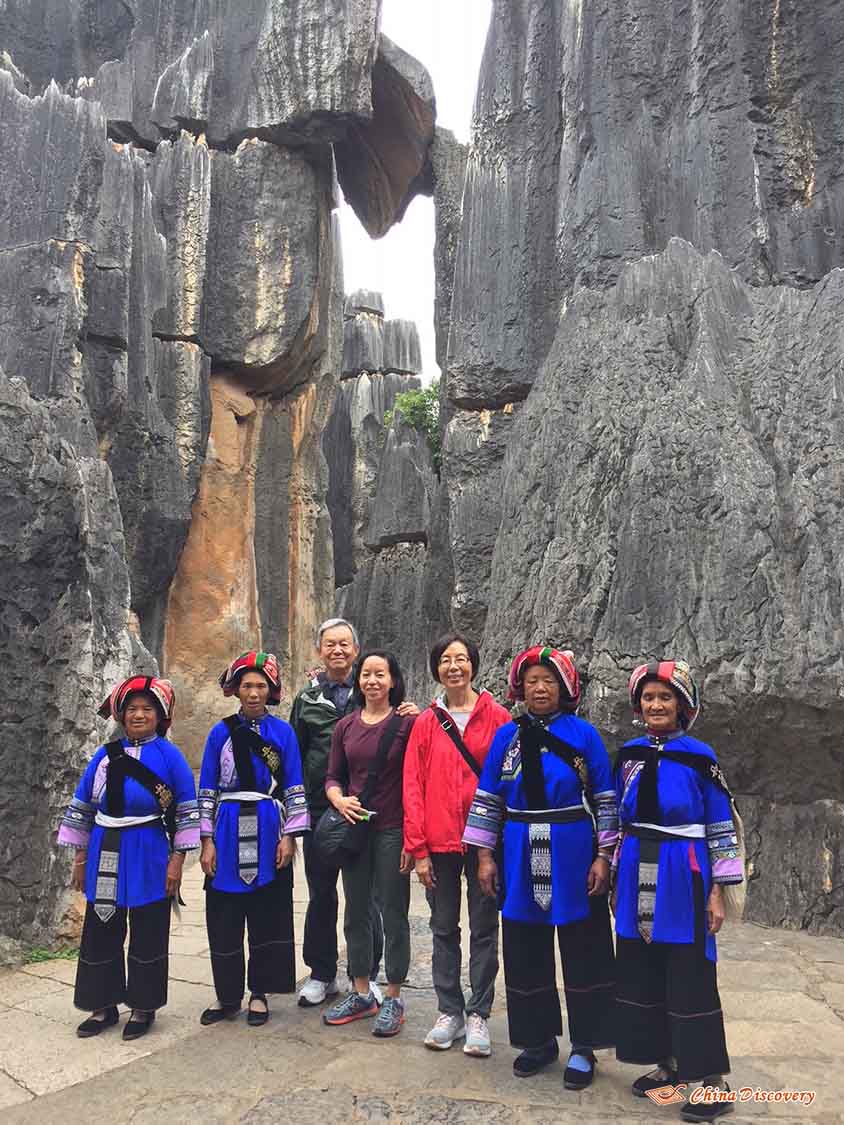 Mr. Maa and His Family at Stone Forest with Local Yi People, Tour Customized by Vivien