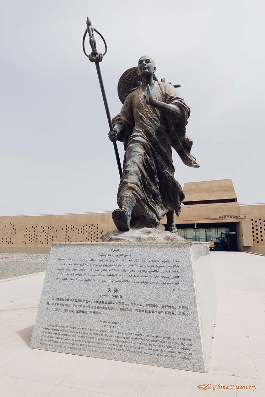 Monk Xuanzang Statue in Front of Gaochang Ruins Tourist Service Center, Photo Shared by Marcin, Tour Customized by Lily