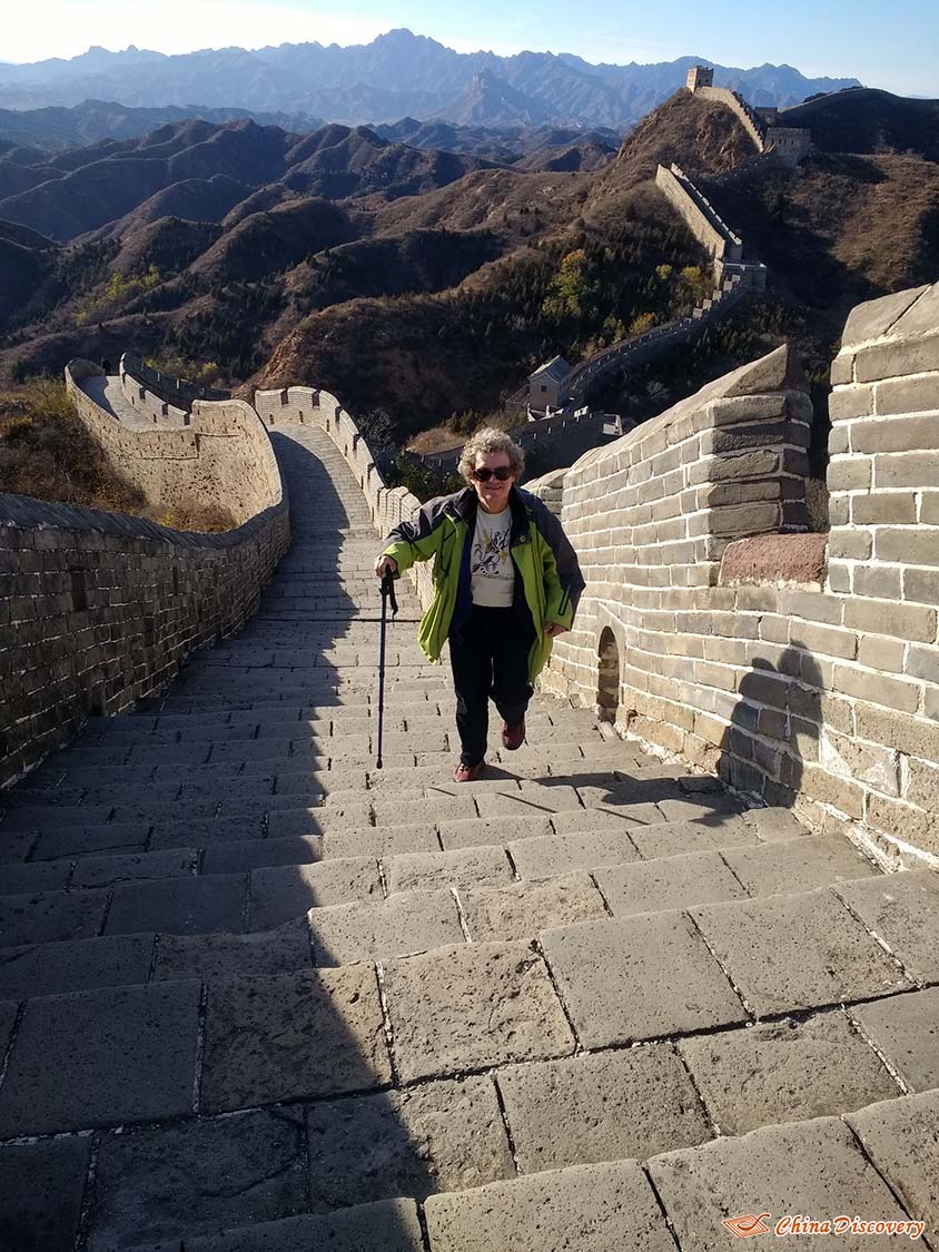 Christine Climbing Jinshanling Great Wall, Photo Shared by Roger, Tour Customized by Lily