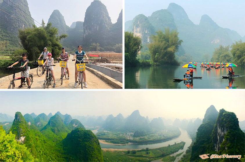 Biking, Yulong River Bamboo Rafting in Yangshuo, and Seeing Grand Li River from Xianggong Mountain, Photo Shared by Sommer, Tour Customized by Johnson