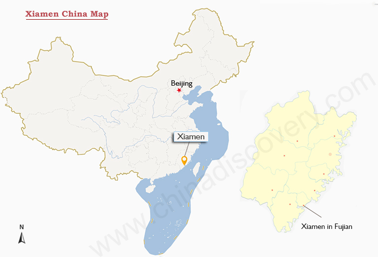 Xiamen China Map
