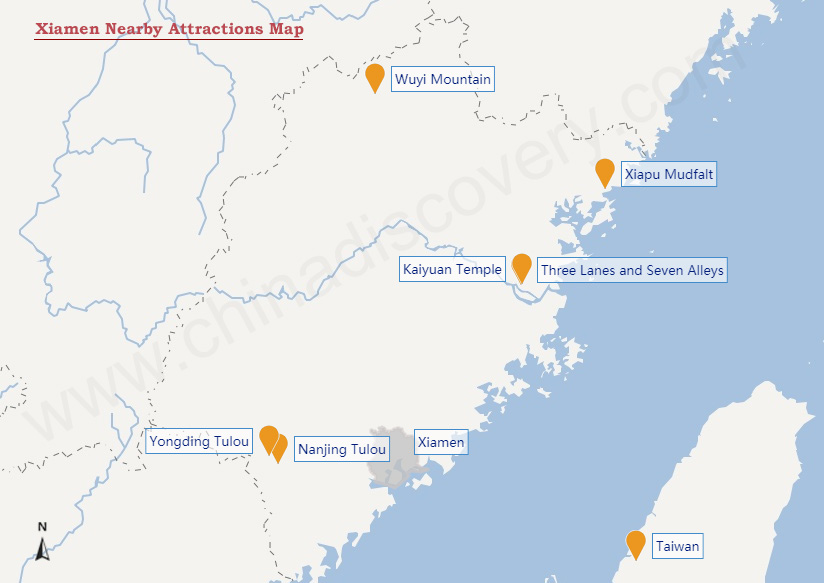 Xiamen Nearby Attractions Map