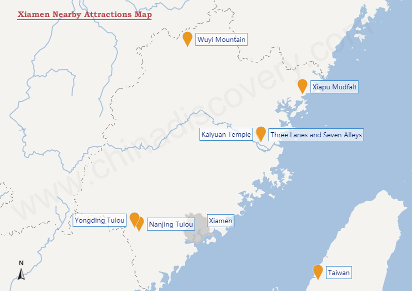 Xiamen Nearby Attractions Map