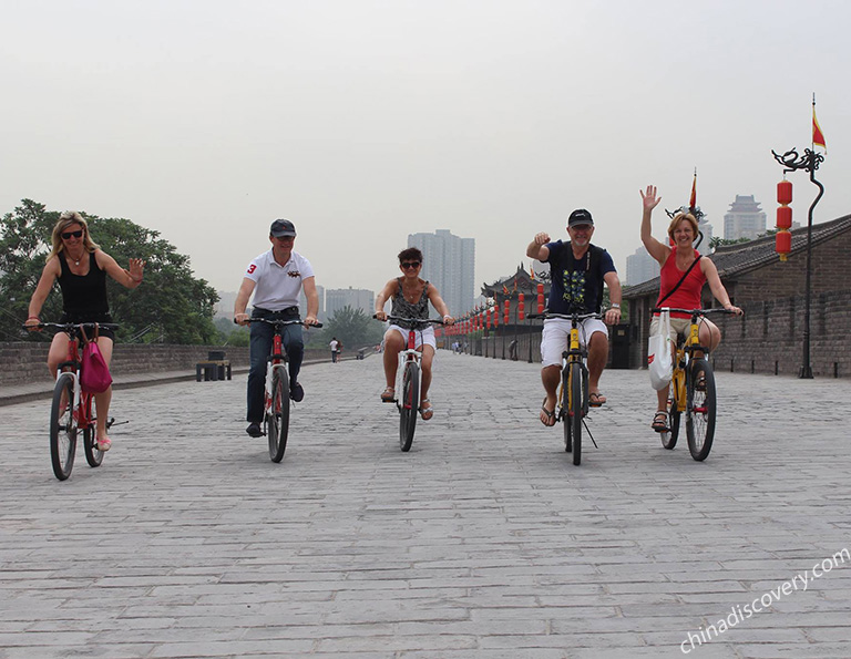 Our guests biking on the Ancient City Wall
