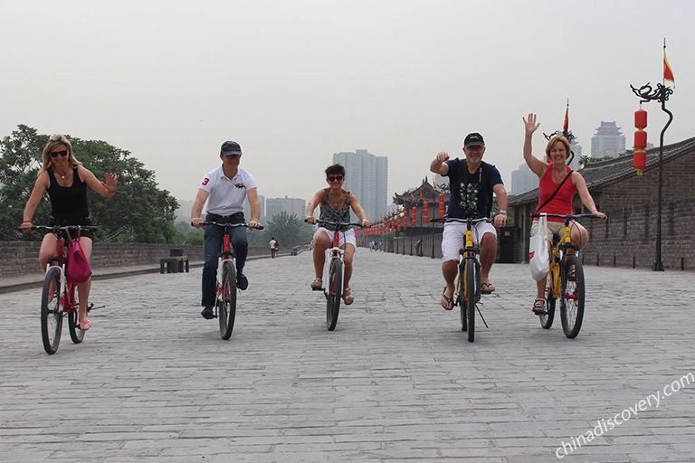 Our guests biking on the Ancient City Wall
