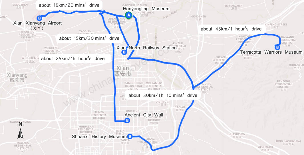 Hanyangling Museum Location and Transportation Map Xian Hanyangling Museum Tomb of Emperor Jingdi