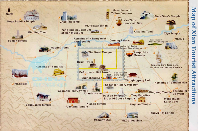 Xian Attractions Map