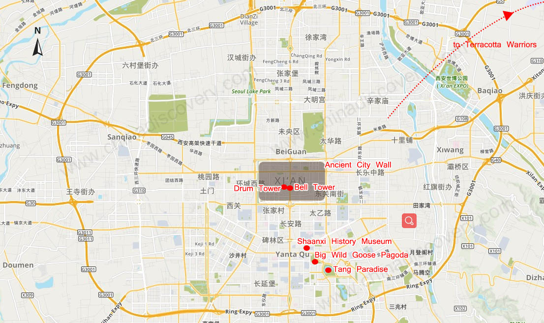 Tang Paradise Location Map Tang Paradise Xian