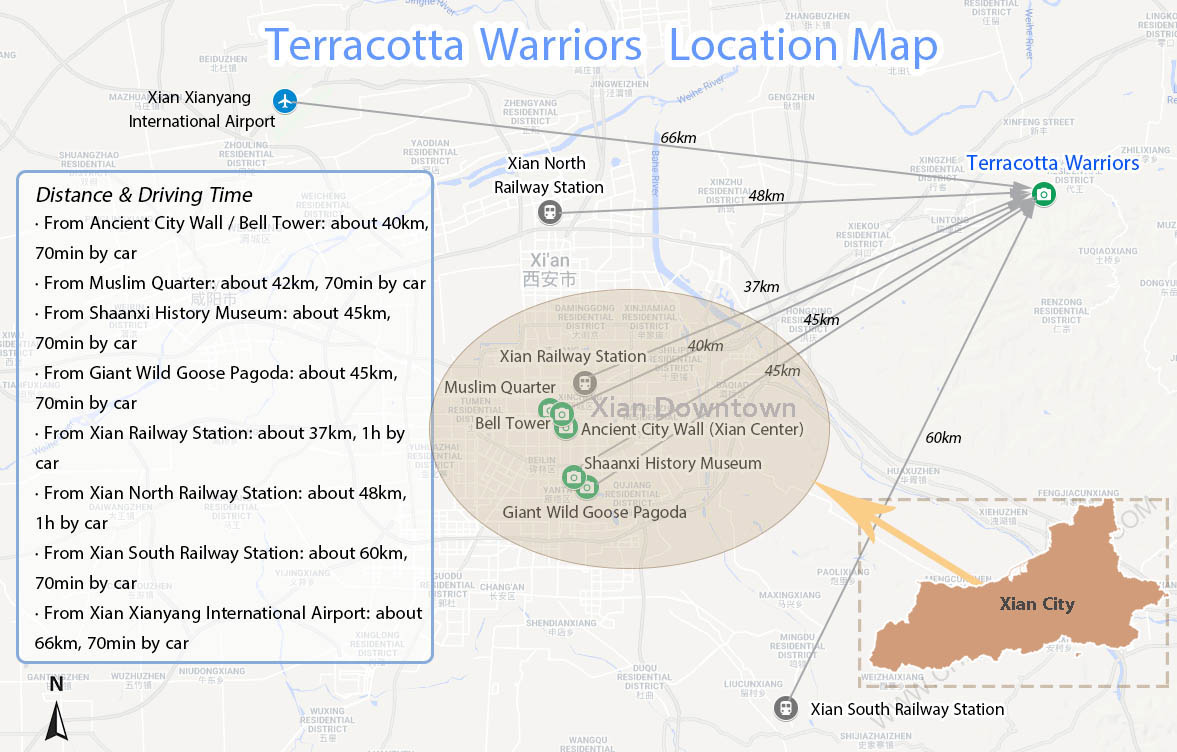 Terracotta Warriors and Horses Location Map