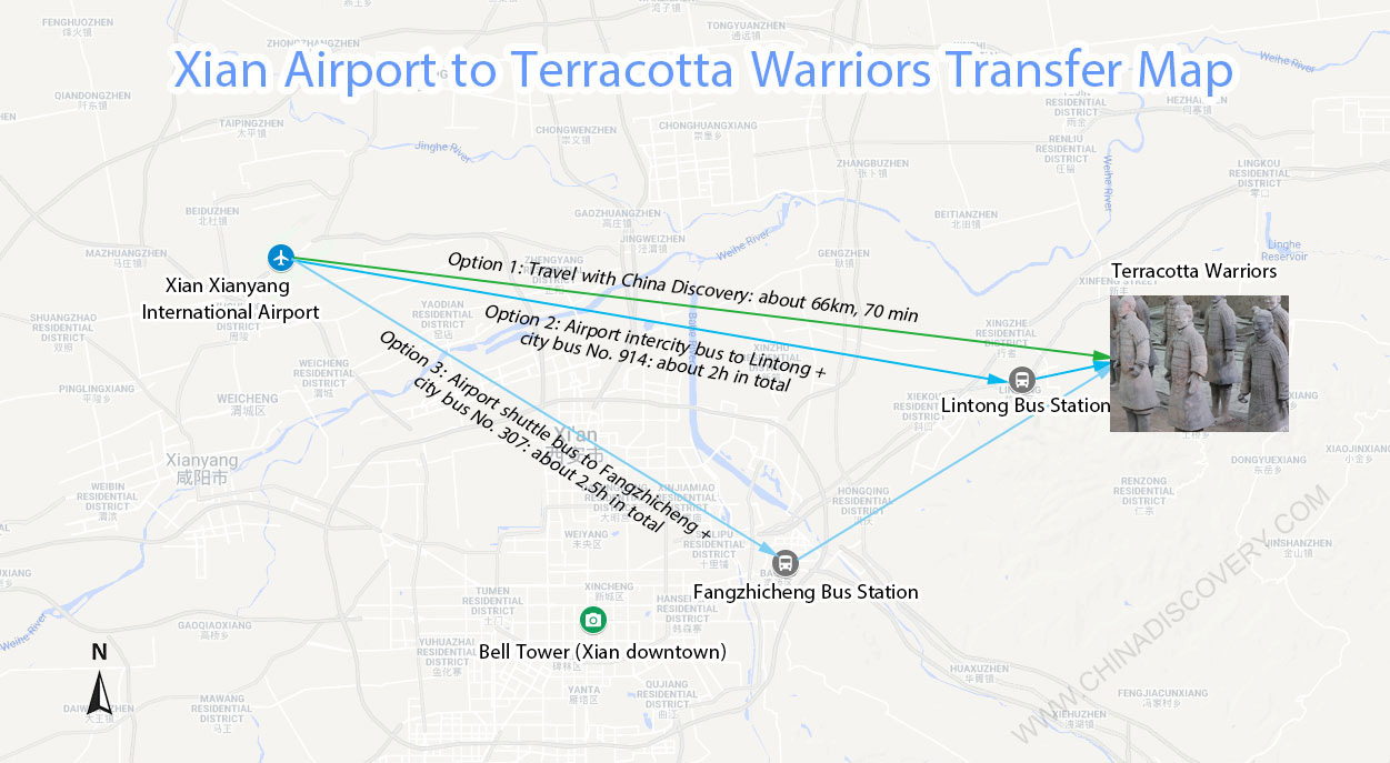 Xian Airport to Terracotta Warriors Transfer Map Xian Airport to Terracotta Warriors