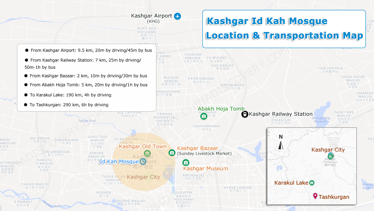 Kashgar Id Kah Mosque Location Map Id Kah Mosque