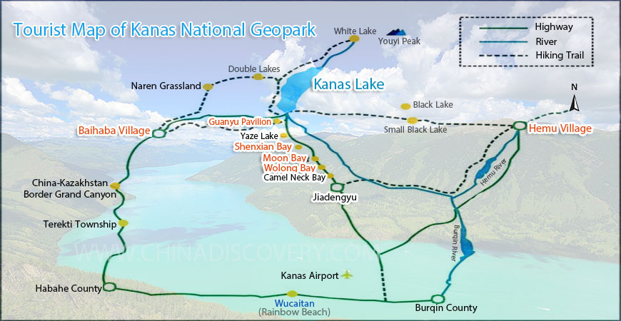 Xinjiang Kanas National Geopark Tourist Map Xinjiang Kanas National Geopark